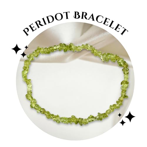 Image of Certified Peridot Bracelet for Women Men with Healing Crystal and Reiki Stone - Beautiful Gemstone Beaded Bracelet for Balance, Harmony & Positive Energy (Chips Stone Beads)
