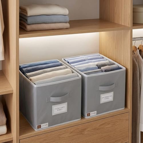 Image of Storage Box Organizer | Foldable Clothes, Toys & Files Storage Boxes | Multipurpose Fabric Organizer for Wardrobe, Closet, Office & Home (1)