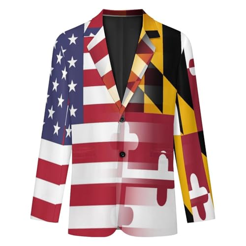 U.S.A. Maryland Flag Funny Suits Blazer for Men Business Jacket 2 Button Sport Coat Wedding Office3