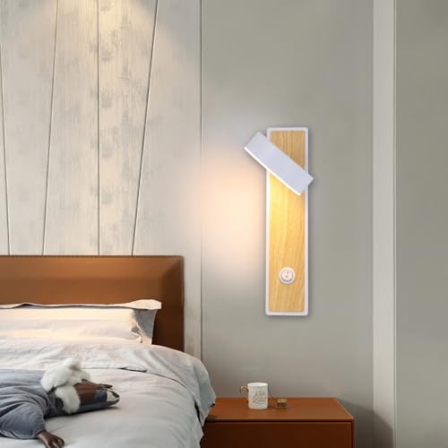 Aplique de pared de metal con acabado de madera para lectura 7