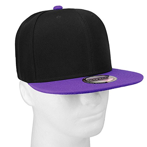 Image of Classic Snapback Hat Cap Hip Hop Style Flat Bill Blank Solid Color Adjustable Size