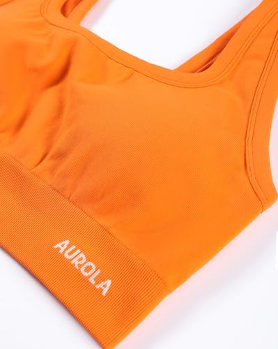 Image of AUROLA Power Womens Square Back Basic Sports Bra - Square Neck Padded Low Impact Yoga Bra Workout Crop Top