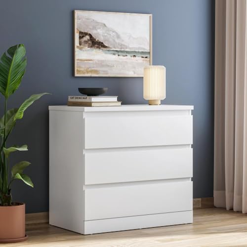 Image of Wakefit Engineered Wood Chest of Drawer | 1 Year Warranty | 3 Drawer Storage Organizer for Bed & Living Room | Centaur - Frosty White