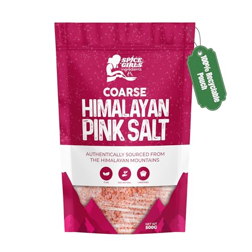 Premium Himalayan Pink Salt Coarse – 500g - 100% Pure, Natural, Vegan & Gluten-Free – Rich in Minerals, Ideal for Cooking & Grinder Refills – Resealable Pouch, Authentic Himalayan Mountain Salt