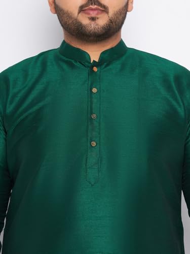 Image of Vastramay Plus Men's White Silk Blend Kurta Pyjama Set VPLUSMKWH001nPBL 44 | Independence Day