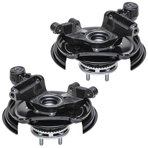Image of Detroit Axle - Rear 2pc Steering Knuckles for 2001-2008 Subaru Forester w /Rear Disc Brakes, 2 Steering Knuckles & Wheel Bearing Hubs Assembly 2002 2003 2004 2005 2006 2007 Replacement