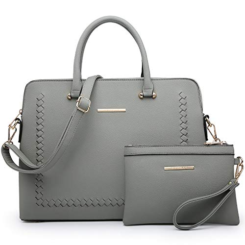 Dasein Women's Handbag Large Shoulder Bag Tote Satchel Purse Top Handle Bag (7166 wallet set dark grey)