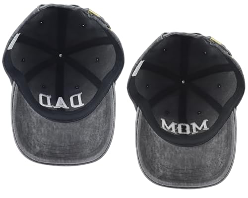 Image of 2PCS Mom and Dad EST 2025 Hat for Women Men, Funny Adjustable Cotton Embroidered New Parents Gifts Baseball Cap