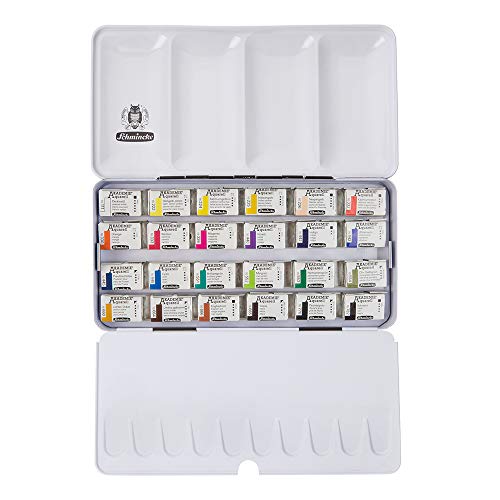Akademie - Acuarelas en caja de metal (4 filas de pinturas, 24 colores en total)