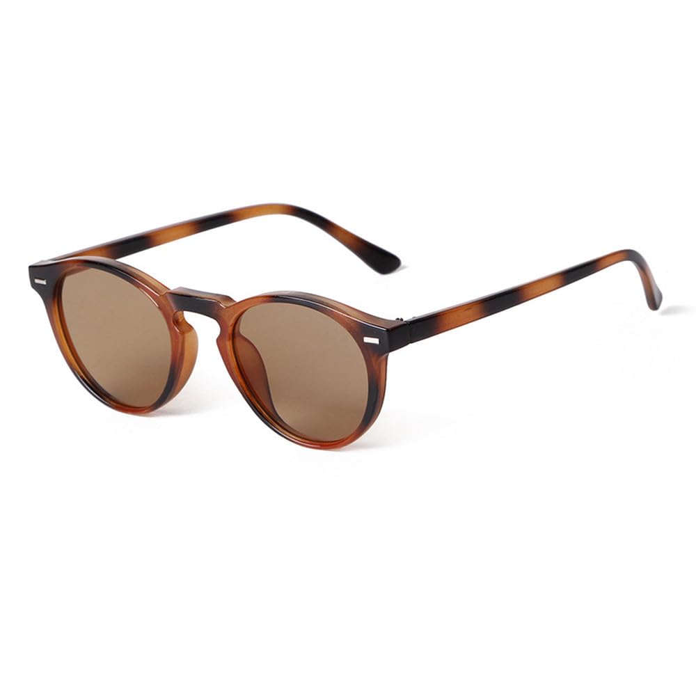 Occhiali da sole rotondi vintage alla moda per uomo e donna, lenti retrò con rivetti gialli e blu, occhiali da sole quad