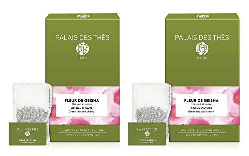 Palais des Thés Fleur de Geisha Japanese Green Tea with Cherry Blossom, 40 Tea Bags (2 Pack)