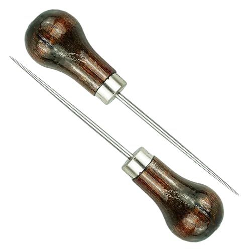 2 Pack Handwork Sewing Awl Gourd-Shaped Tailors Awl Professional Awl Tool for Sewing Crafting Leather Perforating Needle Removal or DIY Manual Needle Punching