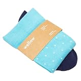 Wellow Wide Calf Compression Socks for Men & Women, 18-25 mmHg Made with Viscose from Bamboo, Nurses & Pregnancy Support, Relieves Swelling, Knee High, MD, Maui Dot