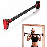 IDEALHOUSE Doorway Pull Up Bar Without Screw, 4-in-1 Door Frame Pull Up Bar, Adjustable Pullup Bar for Home Gym Upper Workout, Black-Red
