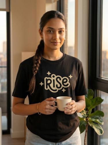 Image of Rise Unisex Cotton T-Shirt - Stand Up & Move Forward | Regular Fit | Half Sleeve | Round Neck Printed Casual Tee for Men & Women | Lightweight T-Shirt