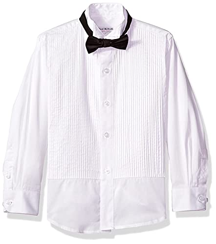 Isaac Mizrahi Boy's 100% Cotton Button Cuff & French Cuff Wing Tip Collar Tuxedo Shirt with Bowtie4
