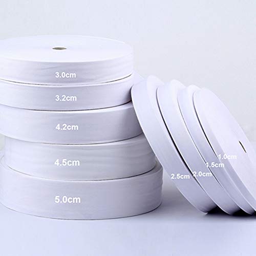 Egurs Bande en coton 100 m, ruban décoratif - Sans motif de chevrons - 100 % coton, Blanc., 1.5cm