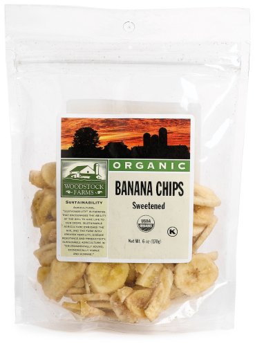Woodstock Organic Banana Chips - Sweetened - Case of 8 - 6 oz.