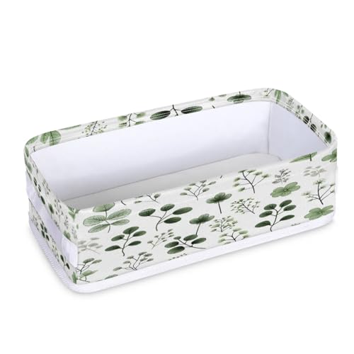 Tablerazzi Toilet Tank Topper Paper Basket with Handle, Summer Plants Tree Leaves Bathroom Storage Basket for Organizing, Small Fabric Storage Bins for Bathroom Decor