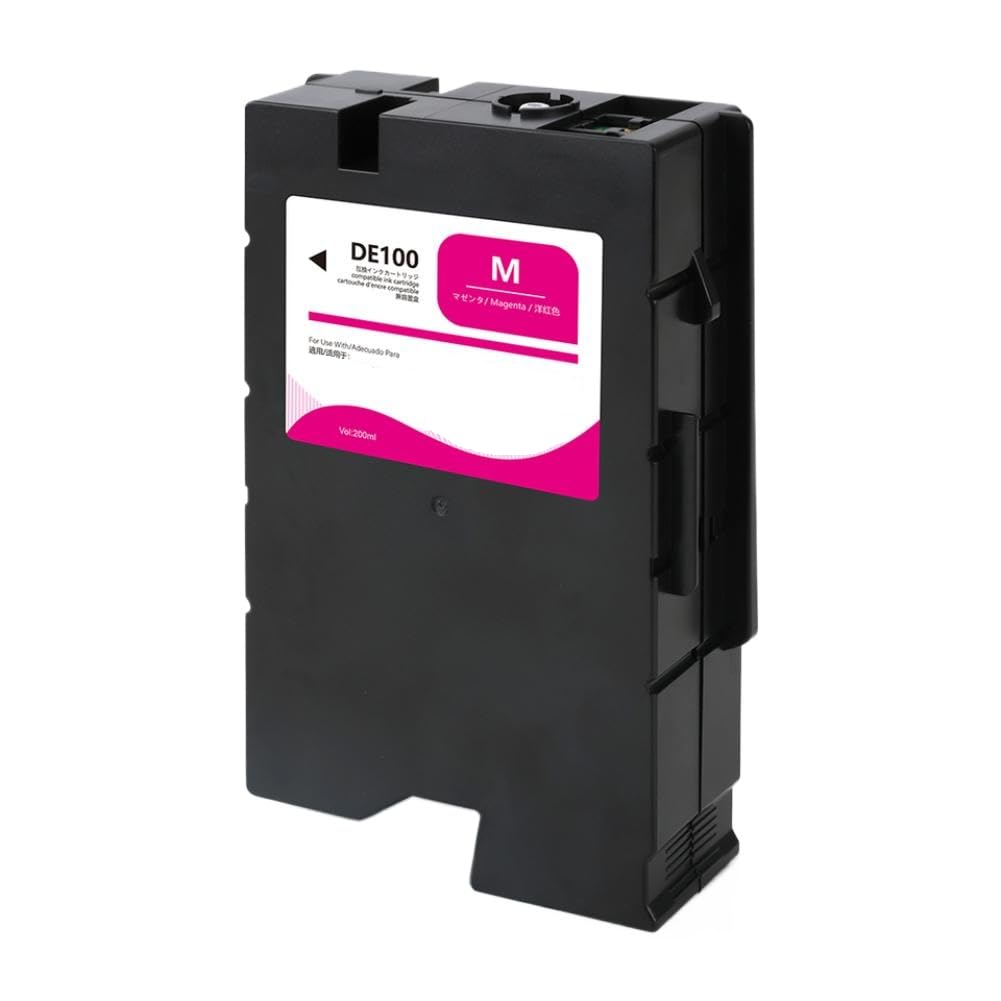 Cartuccia d'inchiostro colorante da 200 ml compatibile con DE100(Magenta) | Adatto a: stampanti DE-100 e DE 100; Include un chip monouso