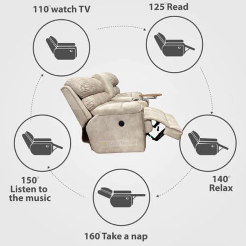 Image of Lofty Dreams Welos 2 Seater Motorised Recliner Sofa - Smooth Electric Comfort, Adjustable Neck & Back Support, Soft Suede Fabric, Console Table, Free Installation