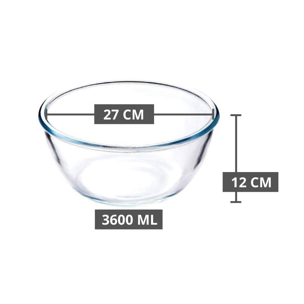 Femora Glass Mixing Bowl - 3600ml, Oven & Microwave Safe -2