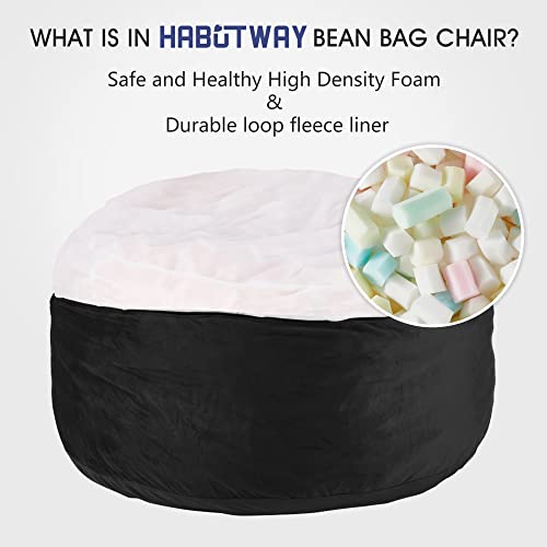 Homguava Bean Bag Chair: 6' Bean Bags With Memory Foam Filled, Large Beanbag Chairs Soft Sofa With Dutch Velet Cover (Black, 6Ft) #TOP6