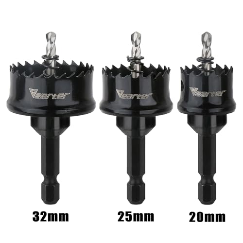 Vearter Bi-Metal Hole Saw Sets 3PCS, 20-32mm Cobalt M42 Bimetal Circular Hole Drill Kit Hex Shank, Thin Wall Wood Drill with Arbors, for Wood, Metal, Copper, Plaster, PVC, Steel Plate, Drywall 6 Vearter Bi-Metal Hole Saw Sets 3PCS, 20-32mm Cobalt M42 Bimetal Circular Hole Drill Kit Hex Shank, Thin Wall Wood Drill with Arbors, for Wood, Metal, Copper, Plaster, PVC, Steel Plate, Drywall - Image 6