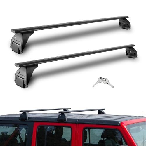 Roof Rack Cross Bars Compatible with Jeep Wrangler JL, JK, Gladiator JT 2007-2025 2 & 4 Door Hard Top 220LBS Heavy-Duty Aluminum Lockable Crossbar Rooftop Kayak Luggage Carrier Cargo Bars