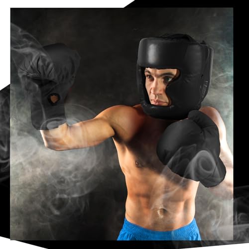 Image of Kanayu 14 Pcs Boxing Gloves and Headgear Set for Beginners Youth 16 Ounce Boxing Gloves Headgear Helmet Hand Wraps Mouth Guards Equipment for Beginners Training Equipment Gifts