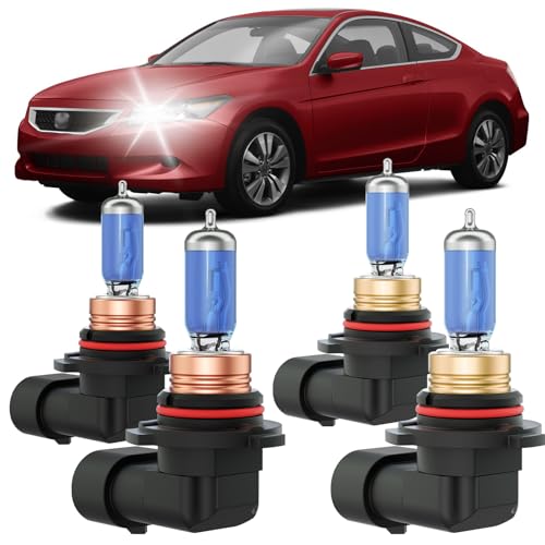 Image of XFLHEHD Fits for 1995-2012 Honda Accord Halogen Headlight Bulbs Combo, Ultra Bright 5000K White High Low Beam Headlight Bulbs, Plug and Play, 4 Pack