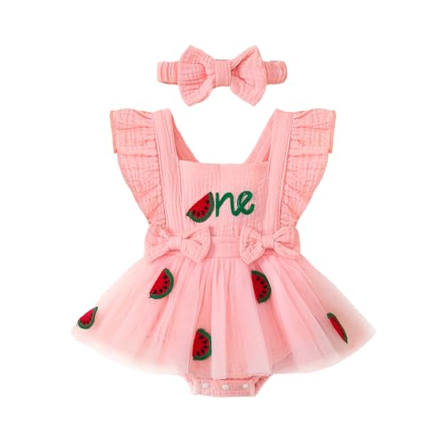 Baby Girl 1St Birthday Outfit 2026 First Birthday Gifts Ruffled Sleeveless Tulle Romper Dress One Year Old Bodysuit Clothes