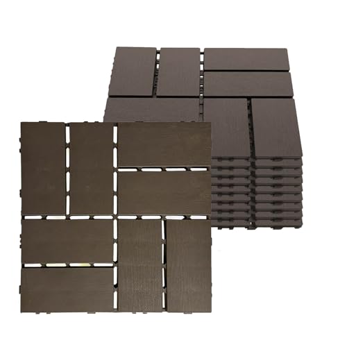 Baldosas de Exterior, Suelo Terraza Encajable Fácil de Instalar y Desmontar Antideslizantes Idóneos Suelo Click Baldosa Jardin para Terrazas Balcones y Patios L 10pcs