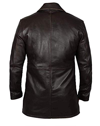 Men's Vintage Supernatural Jensen Ackles Genuine Leather Dean Winchester Car Pea Coat Jacket4