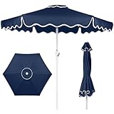 Best Choice Products 7.5ft Patio Market Umbrella with Wavy Trim, UV-Fade-Resistant 210g Canopy, Crank & Tilt, Wind Vent, Heavy-Duty Frame - Navy Blue