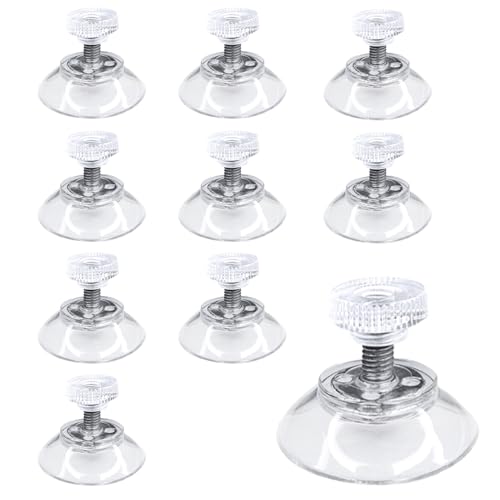 10 Piezas de Ventosa de Plástico Transparente Ventosas para Cristal con Tuerca Moleteada para Vidrio tela de Sombra Coche Pared Baño Puerta Ventana (Transparente)-Ø 25mm