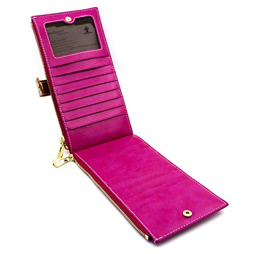 ANDOILT Women's Genuine Leather Wallet RFID Blocking Credit Card Holder Zipper Purse Cell Phone Handbag - Image 4