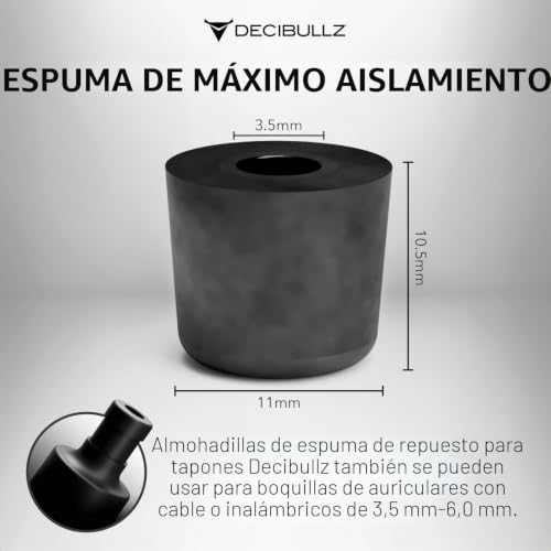 Puntas de auriculares Decibullz moldeadas contra el dolor de oídos espuma pequeña pack 5 3