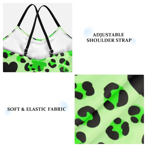 Green Leopards Clover Girls One Piece Swimsuit Beach Swimwear 208619583