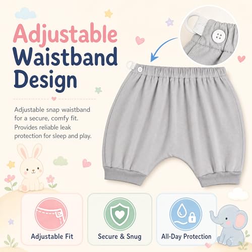 Image of MOEMOE BABY Bedwetting Diaper Pants Absorbent Potty Training Shorts 2 Pack | Reusable & Breathable for Small Accidents,2T-10Y