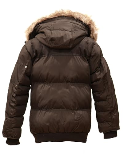 Milano Boys Bomber Jacket Waterproof Puffer Coat with Removable Hood and Faux Fur Trim Sizes 4-204