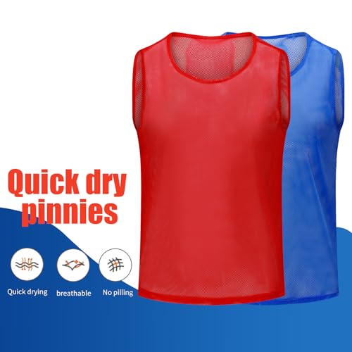 Image of 12 /24 /48Pcs Soccer Pinnies Youth, Scrimmage Team Practice Vests | Mesh Printed and Unprinted Numbers Team Pennies for Basketball Soccer Football Bibs Adults Kids
