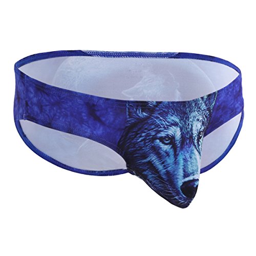 FEESHOW Mens 3D Wolf/Leopard Animal Print Bikini Briefs Funny Underwear Panties3