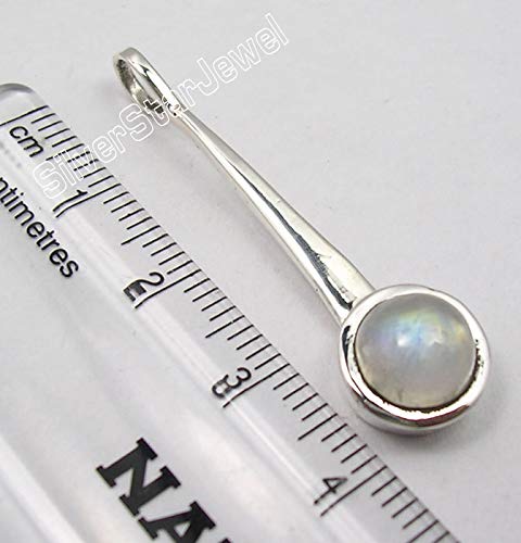 925 Solid Silver Rainbow Moonstone Pendant 1.6" 2.6 Grams Fashion Jewelry3