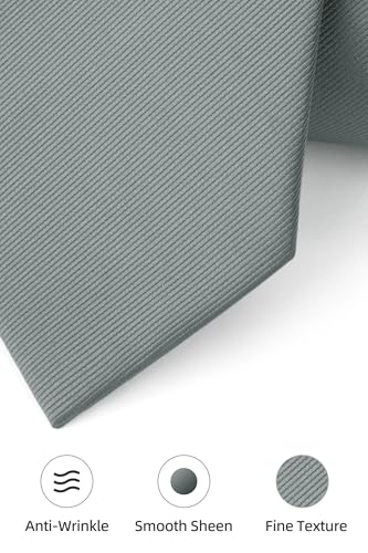 Image of HISDERN Mens Ties Solid Color Ties for Men Formal Necktie with Pocket Square Set Satin Silk Neck Tie Handkerchiefs Set