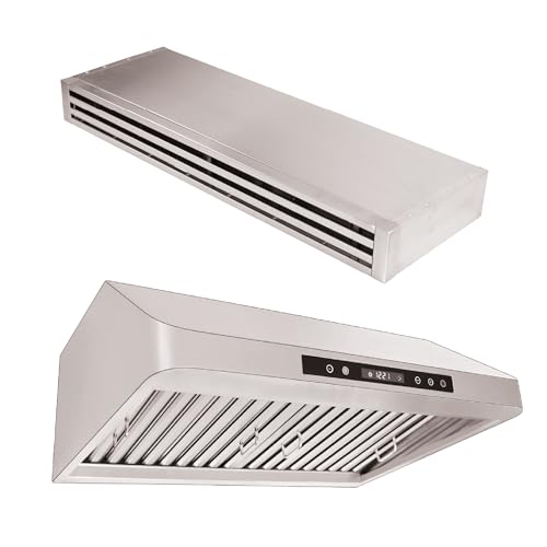 PROLINE 36-Inch Ductless Professional Wall Hood Range Hood with Recirculating Kit, 900 CFM, Stainless Steel, LED Lights, LCD Touch Control, Quiet Blower Motor, 6 Speed, PLJW 120.36/RecKit