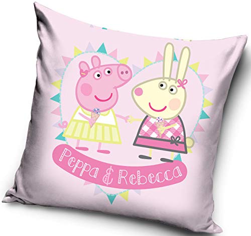 Mgs33 - Funda de Almohada (40 x 40 cm), diseño de Peppa y Rebecca