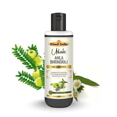 Image of Khadi Amla & Bhringraj Hair Shampoo | Reduces Hair Fall, Promotes Thick Hair | Ayurvedic, Chemical-Free Cleanser for All Hair Types - 840 (Pack of 4)