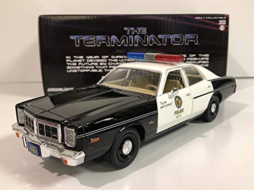 1977 Dodge Monaco Metropolitan Police Black and White The Terminator (1984) Movie 1/24 Diecast Model Car by Greenlight 84101