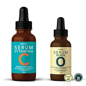 Kit 1 Sérum Vitamina C - clareador de manchas - anti-idade - 30 ml + 1 Sérum Contorno de Olhos - anti olheiras, preenche rugas - ideal pré maquiagem 15 ml - 7 41gJoM+ ZWL. SS300